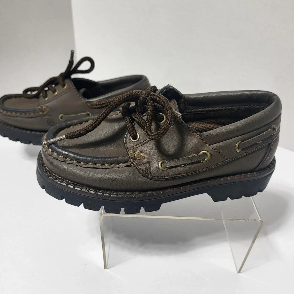 Hush Puppies Kids Brown Leather Lace Up Boat Shoes‎ Size 11M